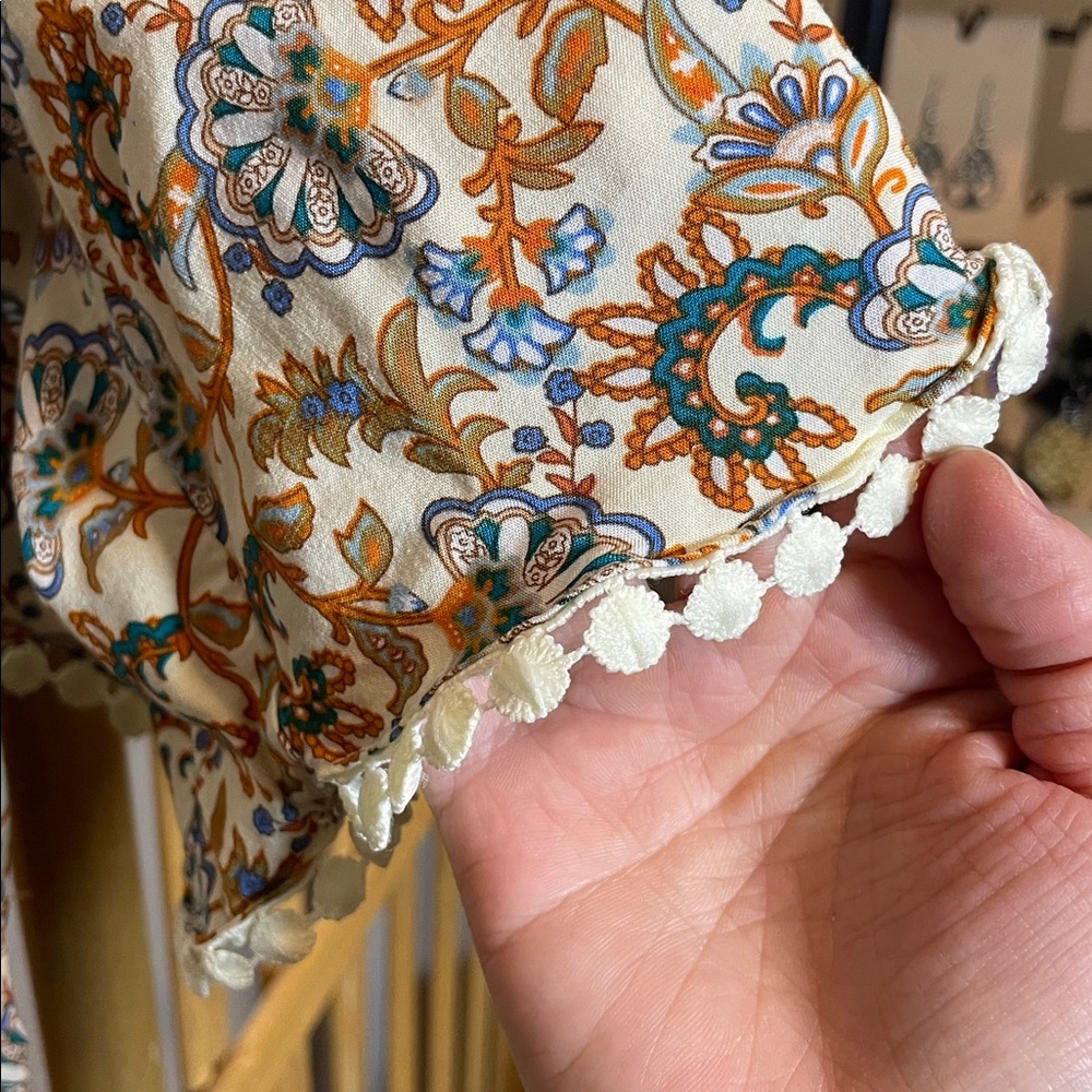 R. Vivimos Floral Maxi Dress with Orange and Blue Accents - Picture 6 of 8